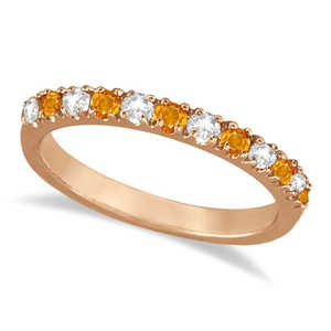 Bague en diamant et citrine avec plaqué or rose 14 carats, sertissage vintage, bande en alliage, bande d'anniversaire (0,32 ct) - Product Image 4