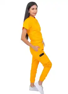 Women's Surgical Jogger Mango Scrub Set Short Sleeve Mao-Neck Top And Jogger Pants Custom