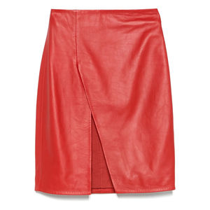 Women's Genuine Leather Mini <b>Pencil</b> <b>Skirt</b> Asymmetrical Club Wear with Embroidery Fashion Style Clothing for Winter - Product Image 1