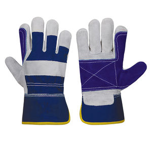 Gants de travail en cuir de vache fendu Poignet caoutchouté Gants de travail de sécurité de conception personnalisée en gros - Product Image 1