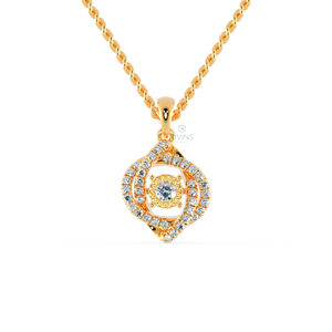 สร้อยคอเพชรแบบลวงตาการตั้งค่าสำหรับผู้หญิงจี้10K/14K วัสดุสีโรสโกลด์สไตล์ฮิปฮอปแร็ปเปอร์สุดเพอร์เปอร์ - Product Image 1