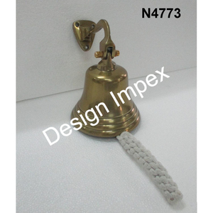 Campana Náutica de barco marino de tendencia con mango de cuerda blanca, superventas, campana de pared de latón colgante, campanas decorativas de diseño antiguo - Product Image 5