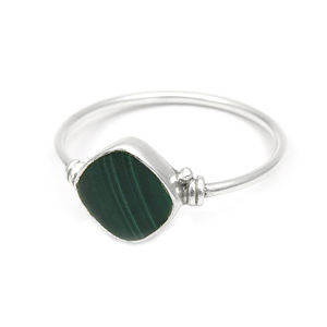 Anillo con forma de cojín de piedras preciosas de malaquita Natural de Plata de Ley 925 de buena calidad para mujer y niña, joyería hecha a mano, proveedores a granel - Product Image 1