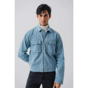 Vente en gros 2026 Veste en jean streetwear slim pour homme personnalisée, mode automne, coupe-vent, veste d'hiver chaude, bouton recouvert, OEM - Product Image 1