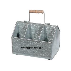 Four Compartment Galvanized <b>Utensil</b> <b>Holder</b> Customized Finished Flatware Caddy <b>Kitchen</b> Ware Countertop <b>Utensil</b> <b>Holder</b> - Product Image 2