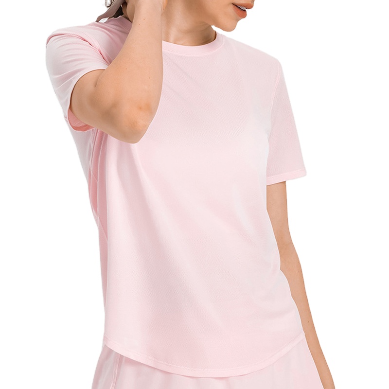 Women's Slim Yoga T Shirt Short Sleeve Breathable Workout Running Round Neck T Shirts Tight Yoga Wear Custom Logo Women T Shirts