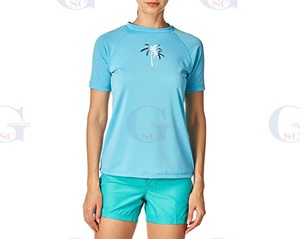 Short Sleeved Sports T Shirts for Women High Quality Custom Made Rash Guards with Sublimation Printing of Private Brand Logos - Product Image 5