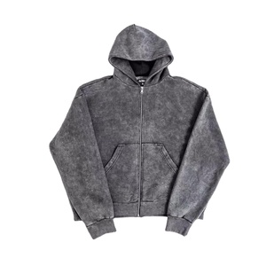 Sweat à capuche zippé délavé à l'acide pour femme, en molleton de coton 450 GSM, coupe oversize, style streetwear, personnalisable, fabrication OEM, marque privée, fabricant d'usine - Product Image 5