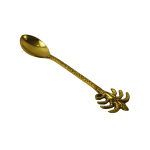 Cuillère à thé en laiton de qualité supérieure, design étoile, manche décoré, avec cuillère à thé dorée de qualité supérieure pour la table à manger et les réceptions de mariage. - Product Image 4