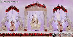 เวทีงานเลี้ยงฉลองแต่งงานแบบยิวและอินเดีย สหรัฐอเมริกา งานแต่งงานแบบเอเชีย เวทีสี่เสา งานแต่งงานสไตล์บอลลีวูด ชุดตกแต่งเวทีงานแต่งงาน ฟลอริดา - Product Image 2