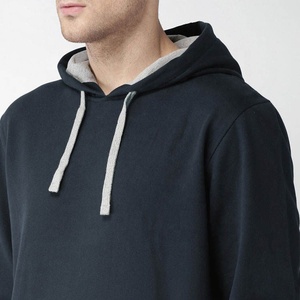 เสื้อฮู้ดผ้าฝ้าย100% สำหรับผู้ชายผ้าฟลีซปักแบบสวมหัวทรงโอเวอร์ไซส์ผ้าพัฟหรูหราย้อมสีเรียบ - Product Image 4