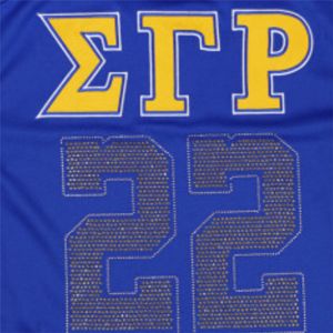 Maillot de football brodé or SGR avec strass étincelants Vêtements de sororité en polyester de qualité supérieure pour les membres Sigma Gamma Rho - Product Image 5
