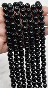 Perles de guérison rondes en obsidienne noire naturelle de qualité supérieure, 8 mm, pour la méditation, bijoux de mode - Product Image 4