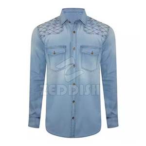 Chemise en jean pour hommes sur mesure dernière conception pas cher prix chemise en jean pour hommes meilleure vente surdimensionnée - Product Image 1