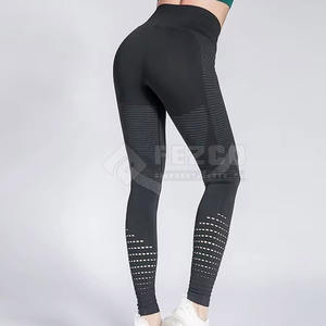 Cintura alta Deportes Jogging Gimnasio Yoga Leggings Compresión suave Cintura elástica Scrunch Butt Legging Patrón sólido Jogging Pantalones - Product Image 2