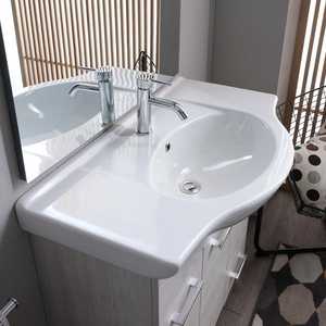 85cm White Oak Bathroom Cabinet with <b>LED</b> <b>Mirror</b> and Ravenna Lamp - Product Image 3