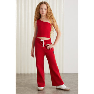 Girls' Flare <b>Pants</b>-75% Cotton 25% Polyester Brushed Yarn with Decorative Label by LUCIELLE - Product Image 1