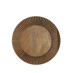 Assiette de service ronde en bois assiettes de pare-chocs de couleur naturelle pour l'artisanat de décoration de cuisine et de mariage - Product Image 4