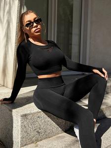 Nuevos conjuntos de Yoga de dos piezas para gimnasio sin costuras, Top deportivo de etiqueta privada y mallas, traje de Yoga 2024 - Product Image 6