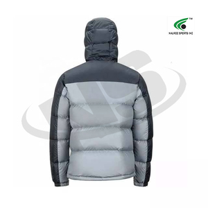 2025 nueva llegada logotipo personalizado con capucha lona hombres chaqueta acolchada impermeable transpirable moda burbuja brillante al aire libre invierno - Product Image 3