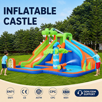 Sistema de pulverización de agua de bajo MOQ, diseño de piscina con rociador, bolsa de transporte incluida, para pícnic y recreación, castillo inflable doble húmedo y seco