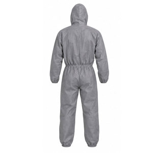 Combinaison de protection grise à capuche avec fermeture éclair sur le devant et poignets élastiques pour vêtements de travail - Product Image 3