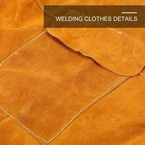 Abrigo de soldadura de cuero de longitud completa Chaqueta de soldadura completa a prueba de llamas ideal para soldadores de construcción Aparejadores instaladores de tuberías trabajadores del acero - Product Image 6