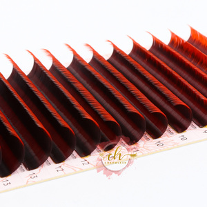 Alta calidad coreana PBT Ombre Color Individual Faux Mink pestañas BC Curl extensiones de pestañas suministros al por mayor con etiqueta privada - Product Image 3