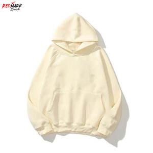 เสื้อมีฮู้ดโอเวอร์ไซส์ผู้ชายผ้าฝ้ายออร์แกนิกสีทึบพิมพ์ลายนูนเสื้อสวมหัวฮิปฮอปย้อมสีล้วนสำหรับฤดูใบไม้ร่วงฤดูหนาว - Product Image 4