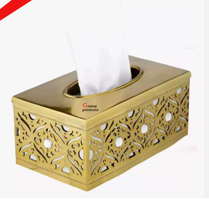 Boîte à mouchoirs en métal argenté finition acier inoxydable, motif feuille, pour hôtel, restaurant et bar - Product Image 5