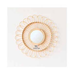 Marco de ratán de espejo con forma floral más vendido para decoración del hogar hecho a mano en Vietnam - Product Image 4
