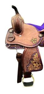 ADEEFA, calidad superior, marrón, hecho a mano, cuero labrado, sillín de resistencia occidental, asiento suave, barril de árbol de plástico, equipo de equitación - Product Image 3