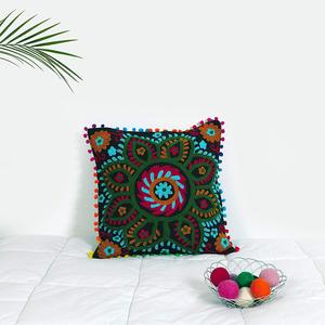Estilo bohemio 16x16 pulgadas ropa de cama decorativa funda de almohada lavable bordado patrón funda de cojín con borla - Product Image 5
