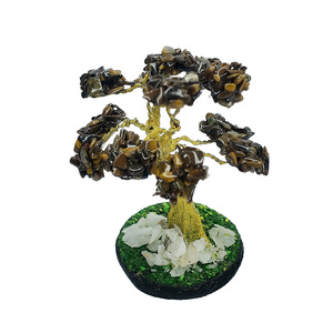 Escultura Artesanal de Ojo de Tigre, Piedra Preciosa Natural en Forma de Árbol, Cristal de Forma Libre, Feng Shui, Bonsái, Protección y Abundancia, Origen Perú - Product Image 1