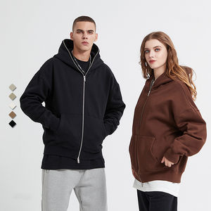 Street Wear Sweat à capuche en coton et polyester à fermeture éclair pour hommes et femmes - Product Image 1