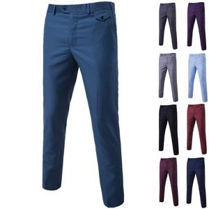 Pantalon décontracté à poches pour homme en mélange de coton, coupe droite, taille mi-haute, léger, respirant, écologique, en sergé crocheté - Product Image 1