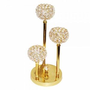 Fancy Gold Color Shiny Pulido Metal Vela Votiva Titular Accesorios de iluminación Hotel Villa Titular de cuentas de cristal decorativo - Product Image 3