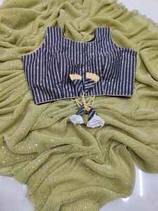 Las mujeres de alta calidad usan Sari hermoso Georgette último bordado étnico lentejuelas fiestas de boda a precios al por mayor - Product Image 3