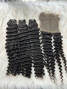 Paquetes de cabello humano ondulado profundo de cabello Remy súper doble dibujado superventas - Product Image 3