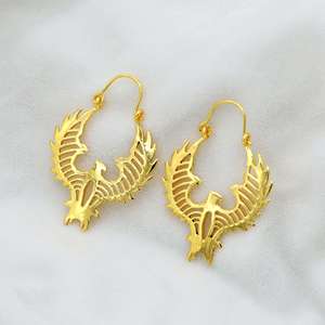 Pendientes de Aro con Diseño de Águila Tribal, Joyería Boho de Latón para Mujer, Chapados en Oro de 18k, Tema Animal, Venta al Por Mayor - Product Image 4