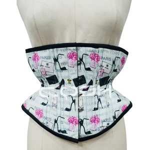 Corset sous-poitrine à baleines en acier, imprimé mode Paris New York - Product Image 1