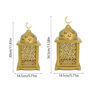 Gold Metal Moroccan <b>Candle</b> <b>Lantern</b> with Crescent Top Intricate Cutwork Warm Glow Perfect for Ramadan Home Decor - Product Image 6