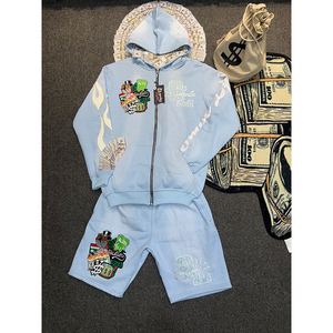 Ensemble sweat à capuche et short décontracté pour homme, 100 % coton, séchage rapide, coupe oversize, épaules tombantes, haute qualité, style streetwear, vente chaude - Product Image 6