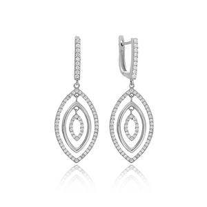 Diseño delicado forma geométrica venta al por mayor hecho a mano rodio 925 plata esterlina joyería fina venta al por mayor pendientes colgantes - Product Image 1