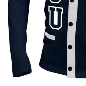 Unisex Navy & <b>White</b> Custom Embroidered School Cardigan Varsity Greek Apparel College <b>Sweatshirt</b> Winter Print Pattern Unisex Fit - Product Image 5