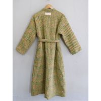 100% hecho a mano algodón acolchado Kimono Albornoz bloque de mano estampado Floral largo Sexy vestido de noche para mujer ropa de dormir verano