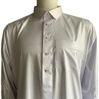 Chemise blanche à manches longues en coton pour homme, coupe classique, couleur unie, anti-plis, col boutonné, pour usage quotidien, type Thobe