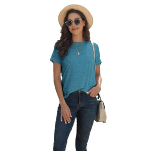 Camiseta de Algodón para Mujer, Cuello Redondo, Manga Corta, Tejido Suave y Transpirable, Uso Diario Informal, Moda Básica, Proveedor Mayorista - Product Image 5