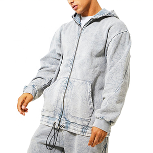 Streetwear personnalisé sweat à capuche vintage et pantalon de survêtement évasé Jogger 2 pièces survêtements pour hommes délavés à l'acide avec impression Dtg - Product Image 1