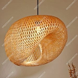Decorative Housing Bamboo New Design Nature Pendant Lamp <b>Wicker</b> Shade Hand Woven Bamboo <b>Basket</b> Lampshade for Ceiling Light - Product Image 1